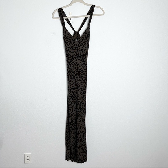 Asos Dress Women Small Maxi Leopard Animal Print Cheetah Midi Petite Slim B5 - Picture 1 of 9